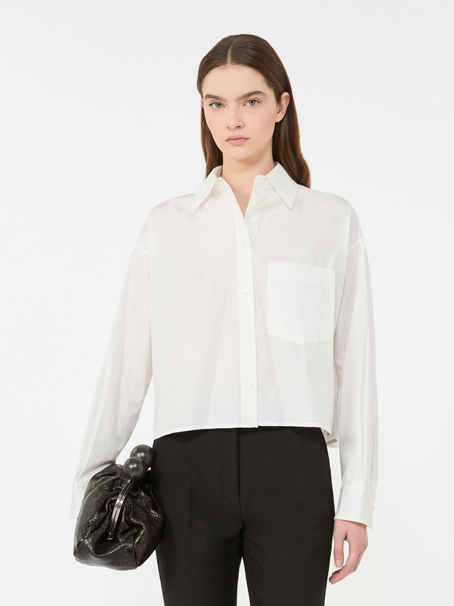 camisa de popelina de algodón - blanco Óptico