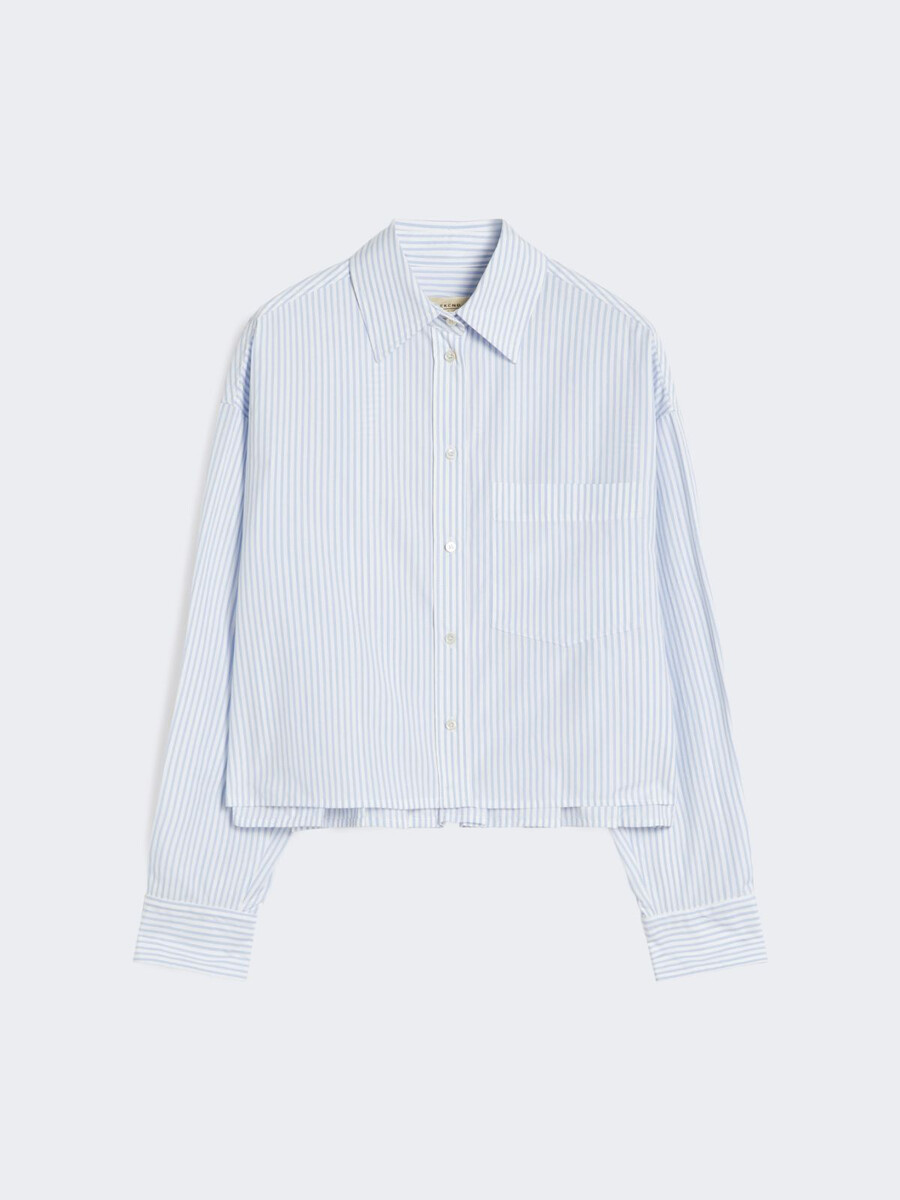 camisa de popelina de algodón - azul claro