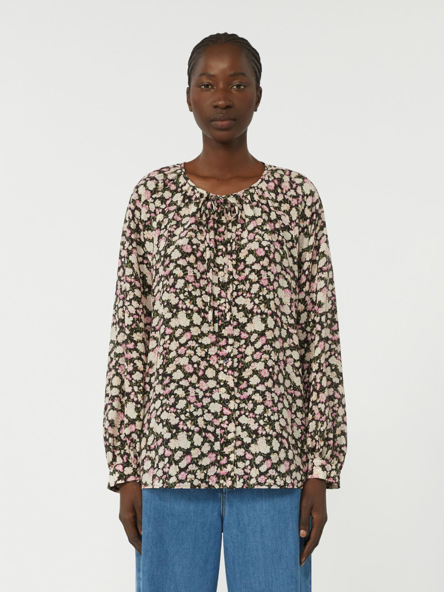 camisa de seda estampada - rosa