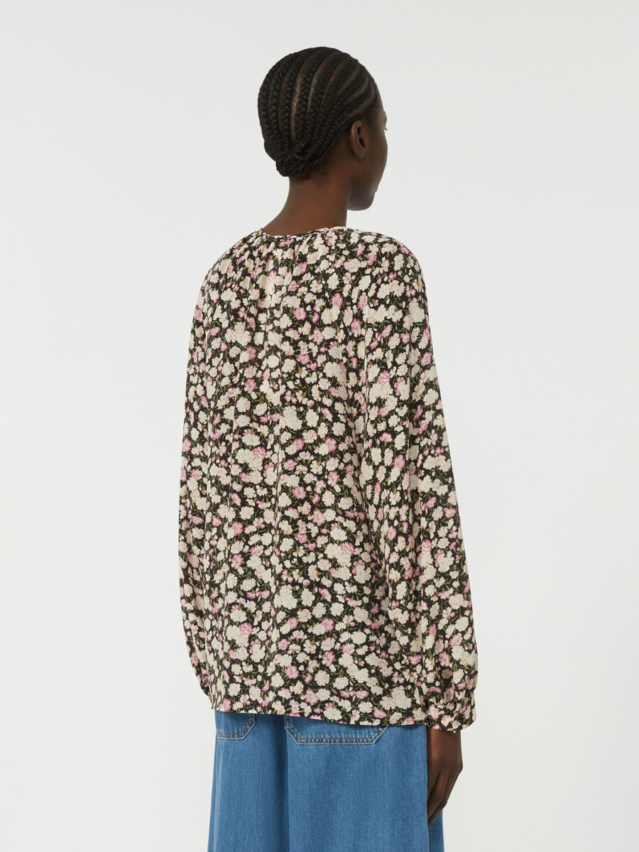 camisa de seda estampada - rosa
