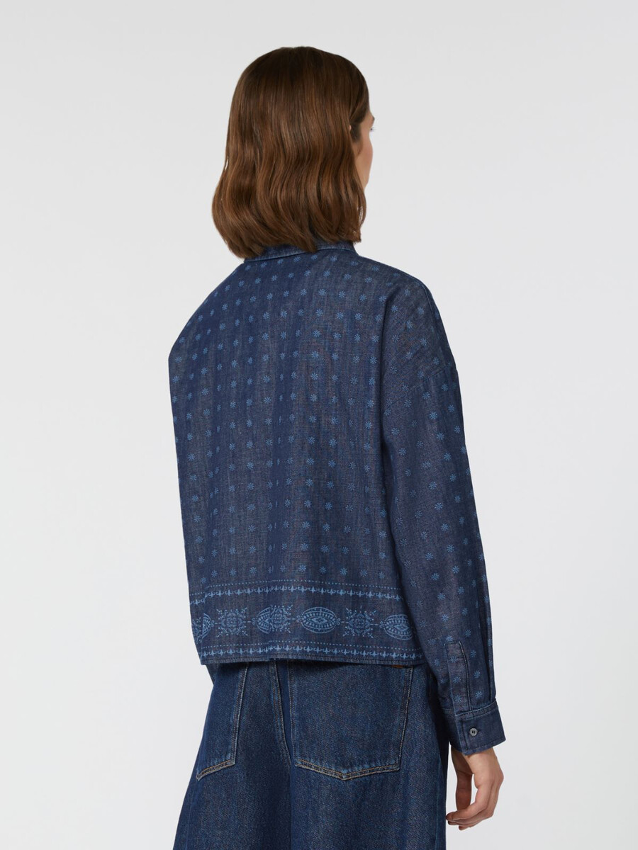 camisa vaquera cortada a láser - azul marino