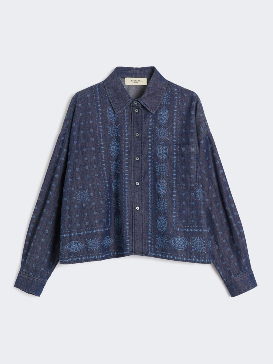 camisa vaquera cortada a láser - azul marino