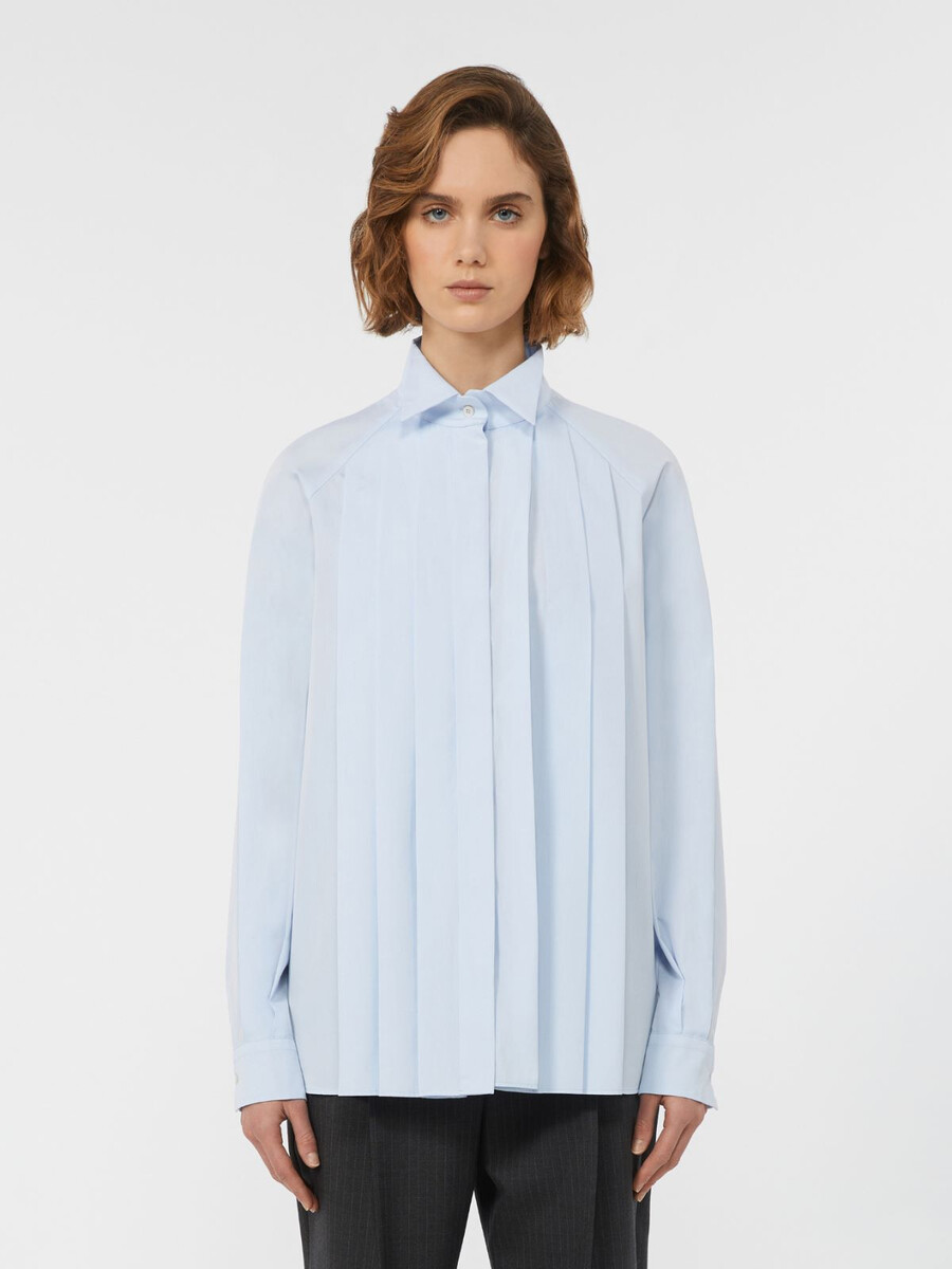 camisa de popelina de algodón - azul claro