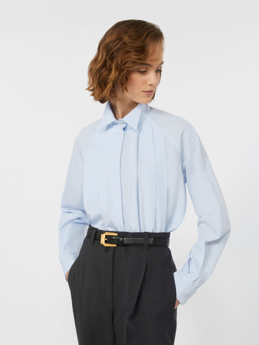 camisa de popelina de algodón - azul claro