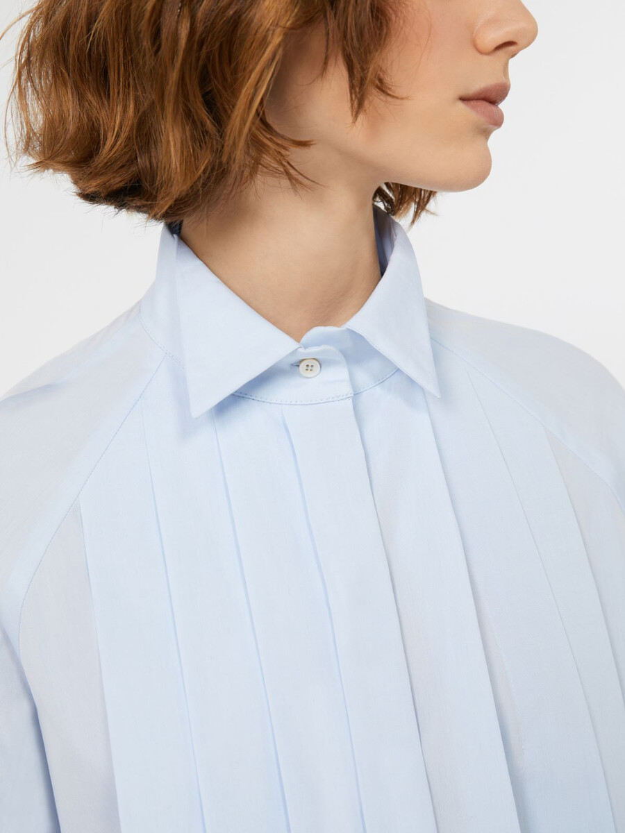 camisa de popelina de algodón - azul claro