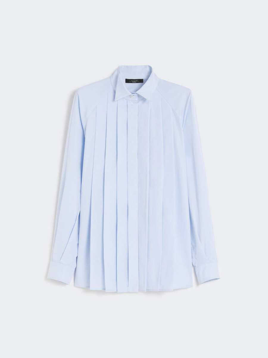 camisa de popelina de algodón - azul claro