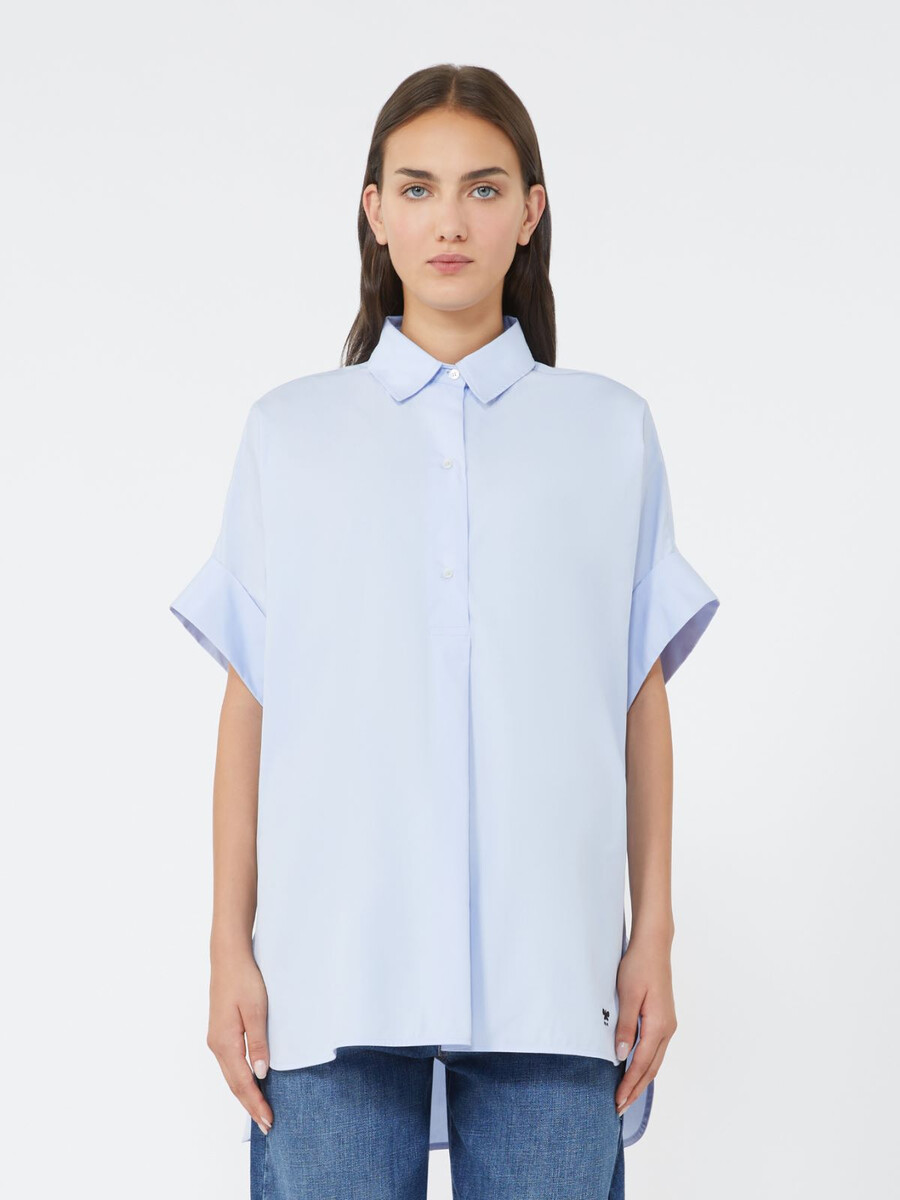 camisa recta de popelina de algodón - azul claro
