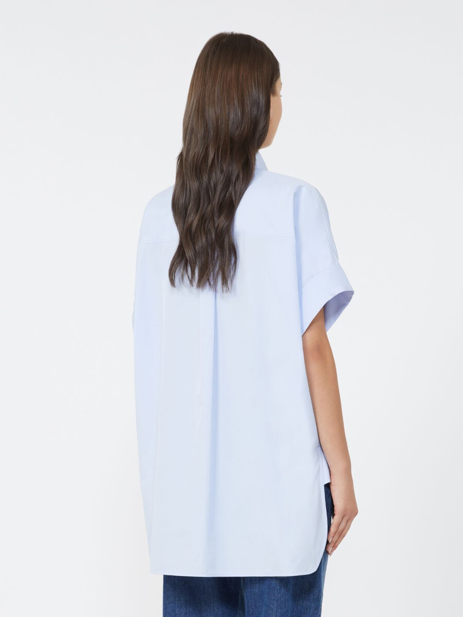 camisa recta de popelina de algodón - azul claro