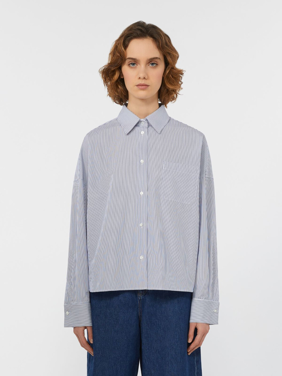 camisa oversize de popelina - azul marino