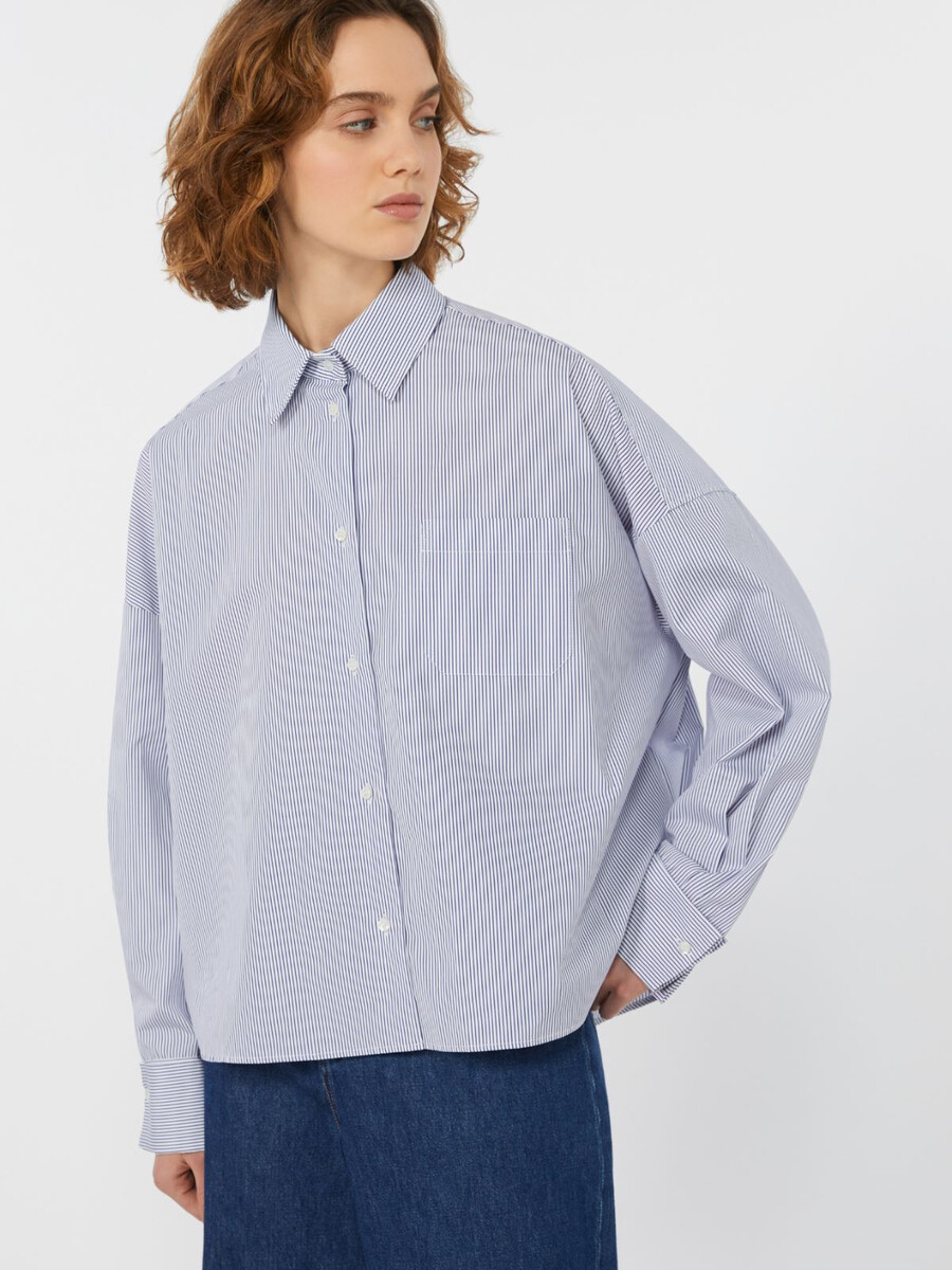 camisa oversize de popelina - azul marino