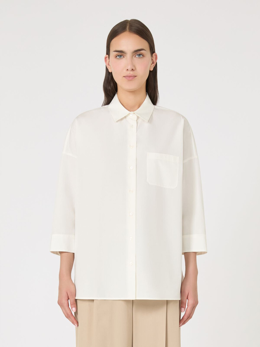 camisa de popelina acampanada - blanca