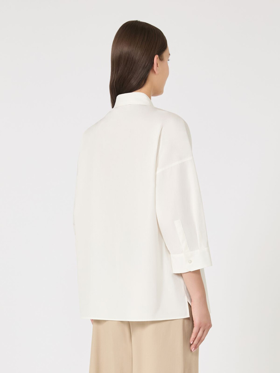camisa de popelina acampanada - blanca