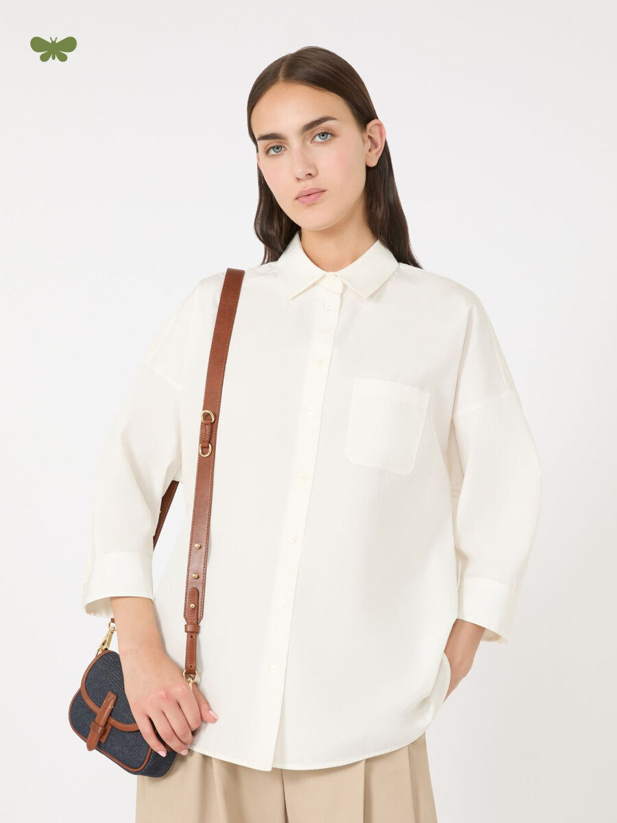 camisa de popelina acampanada - blanca