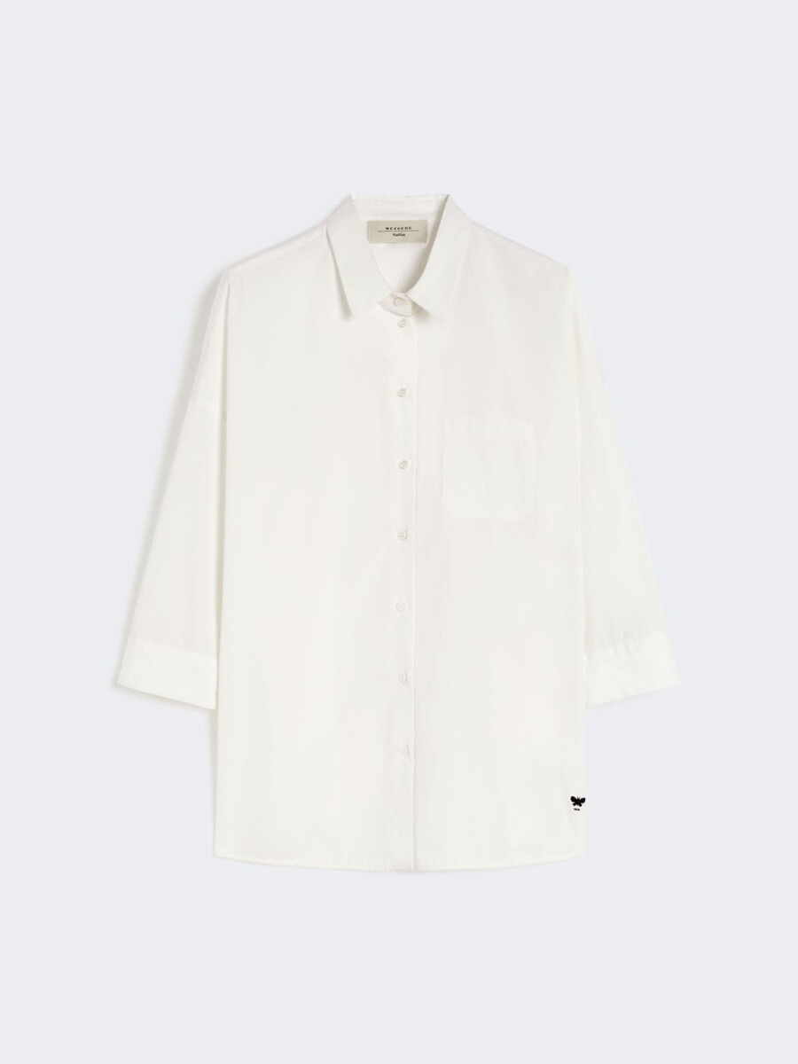 camisa de popelina acampanada - blanca