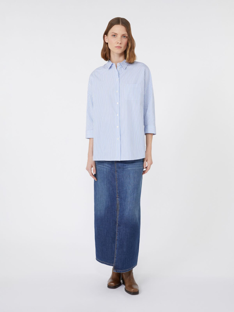 camisa de popelina acampanada - azul claro