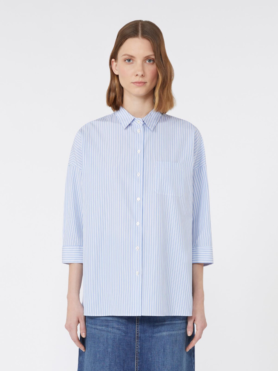 camisa de popelina acampanada - azul claro