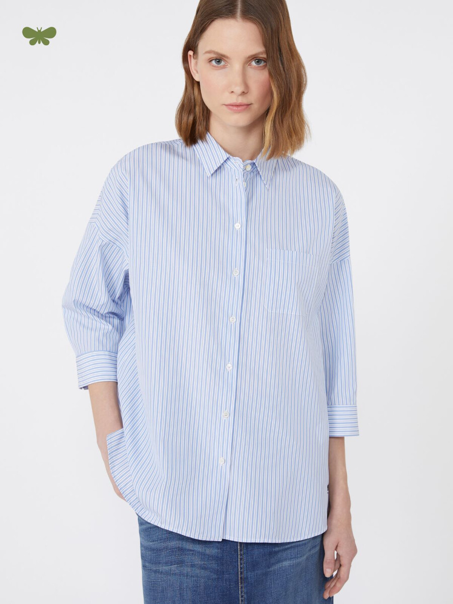 camisa de popelina acampanada - azul claro