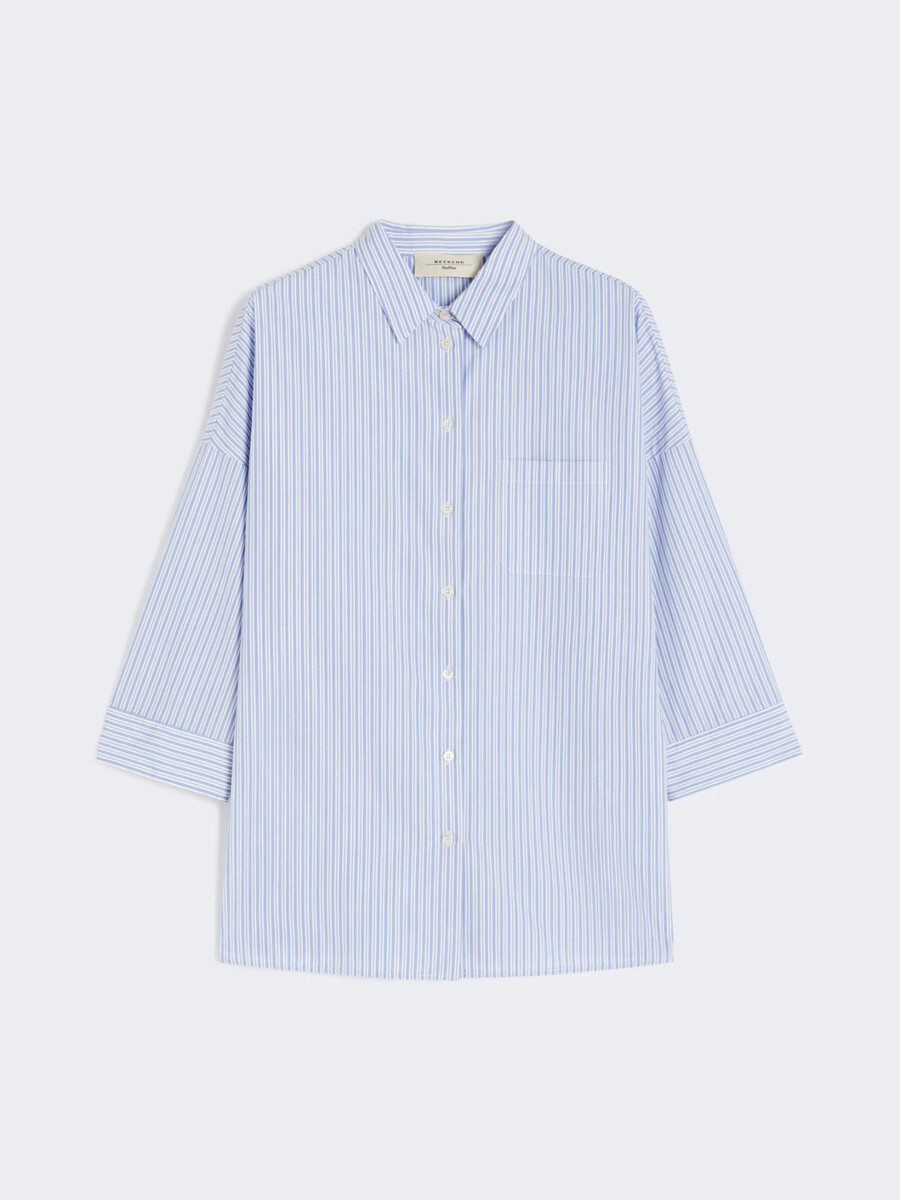 camisa de popelina acampanada - azul claro