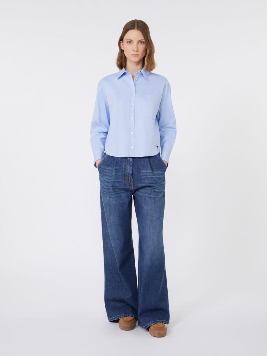 camisa oxford de algodón - azul claro