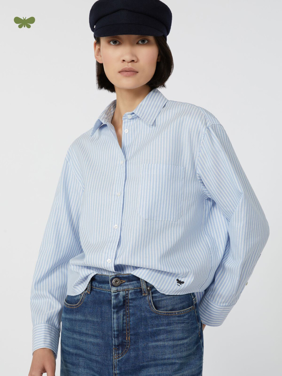 camisa oxford de algodón - azul claro