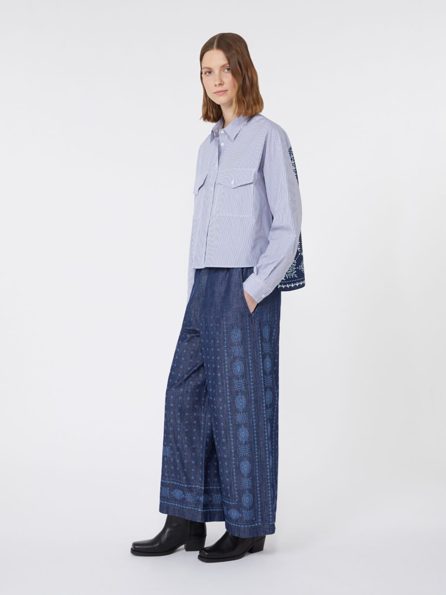 camisa de lona de algodón grueso - azul marino