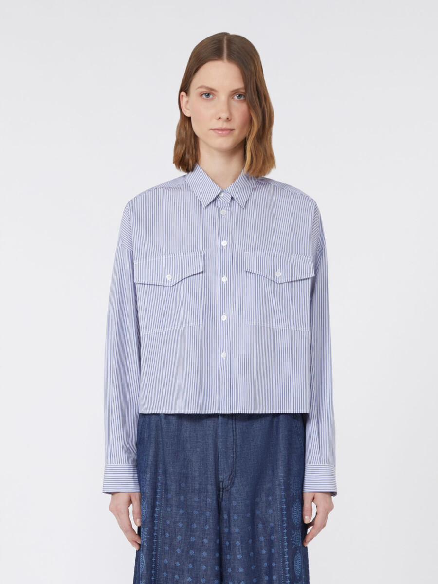 camisa de lona de algodón grueso - azul marino