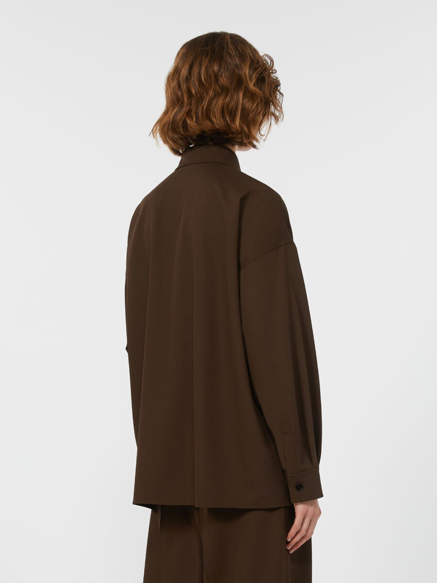 camisa de sarga de lana - marrÓn oscuro
