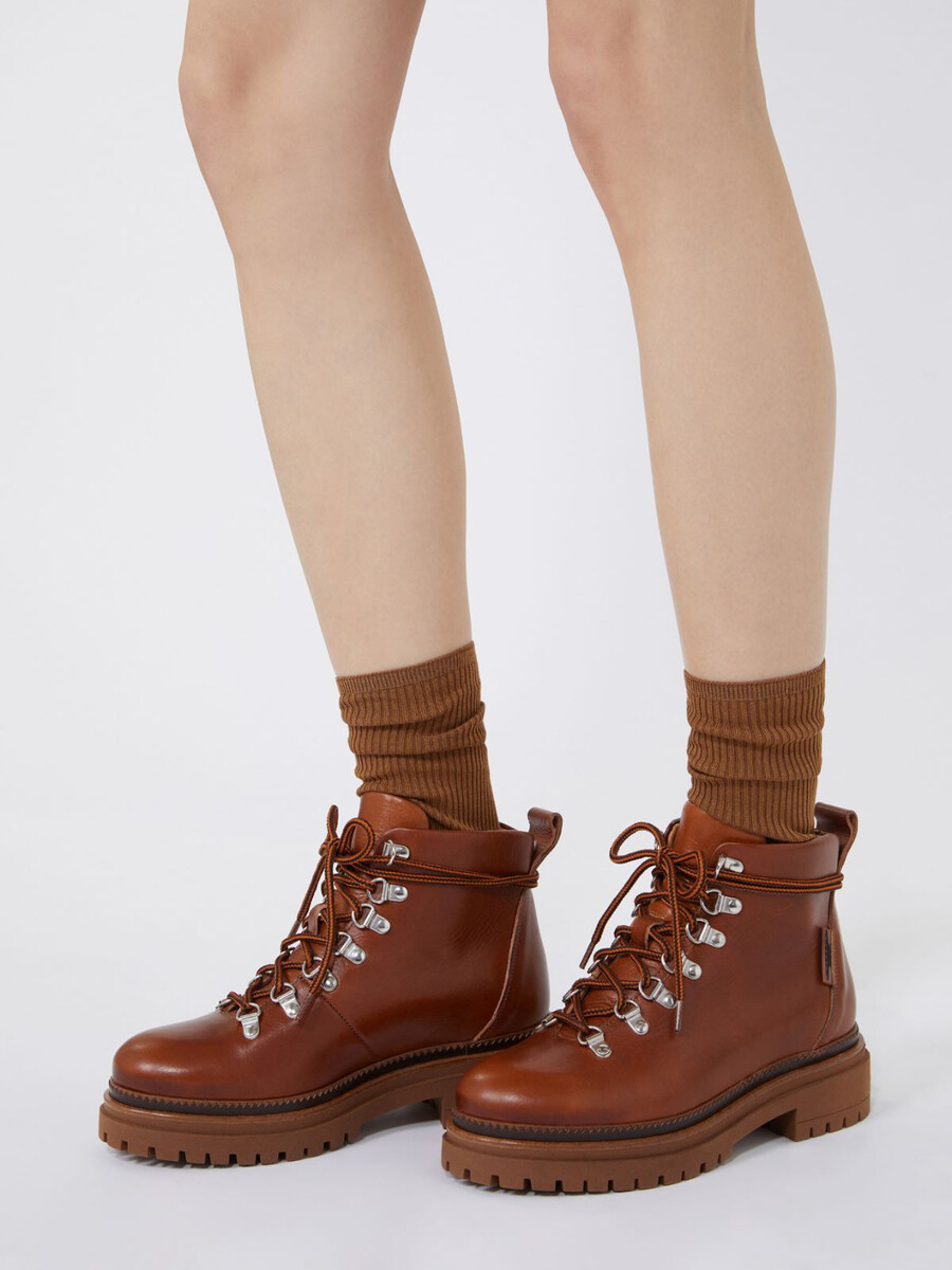 botas de montaña de piel - miel