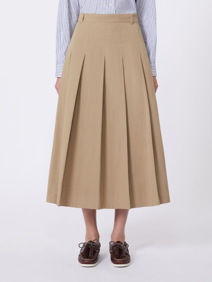 falda de gabardina lavada - marrÓn avellana