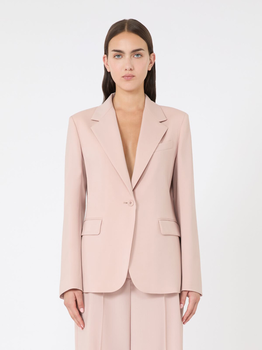 blazer de lana elástica natural - polvo