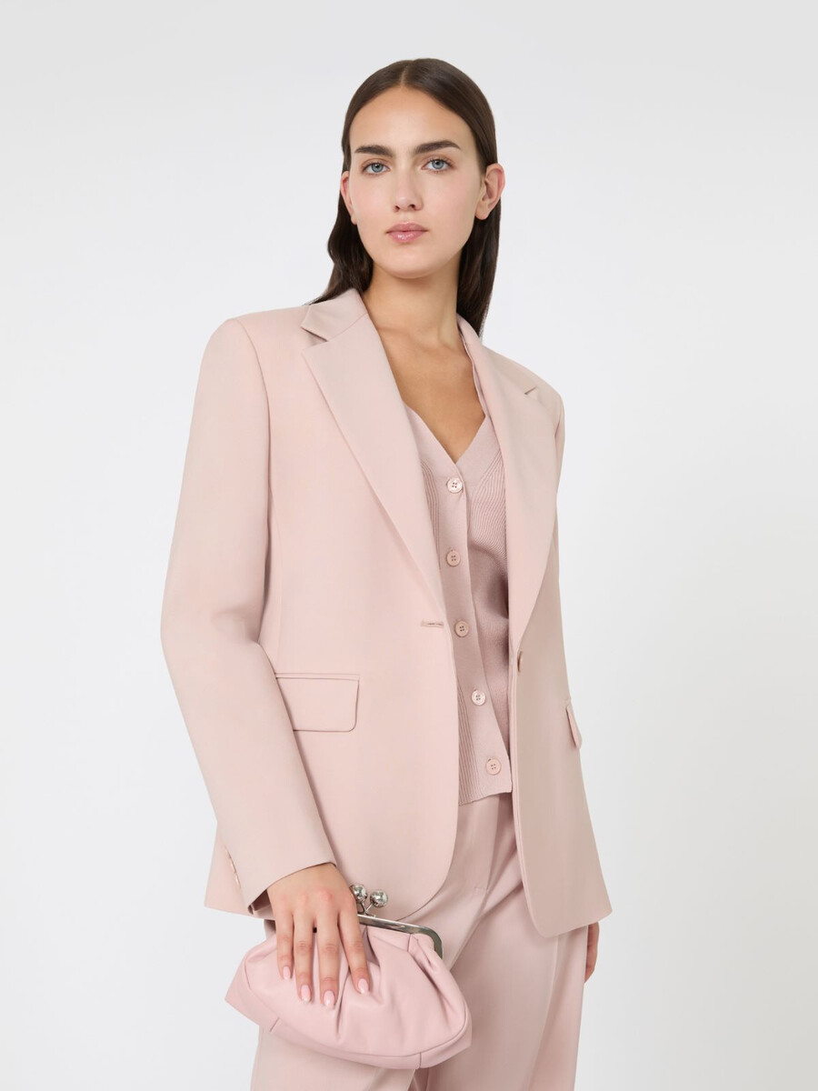 blazer de lana elástica natural - polvo