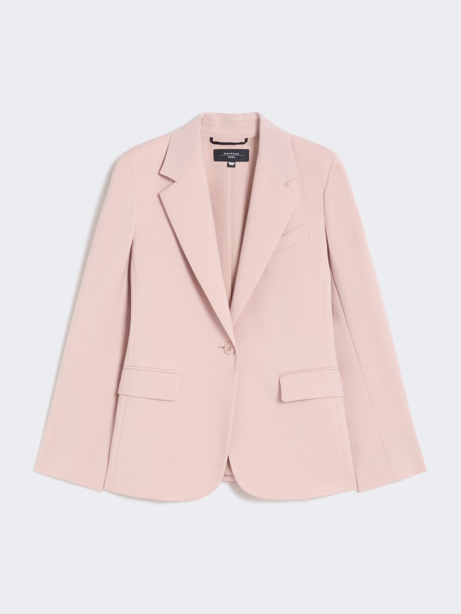 blazer de lana elástica natural - polvo