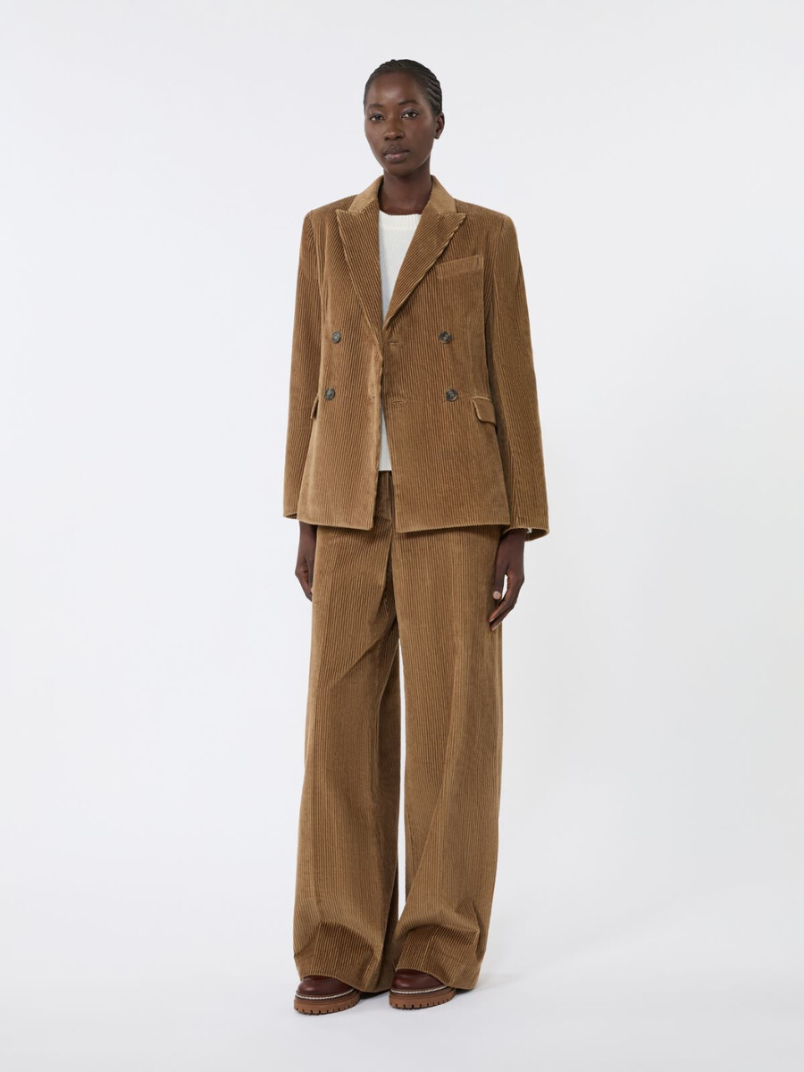 blazer cruzado de terciopelo - marrÓn avellana