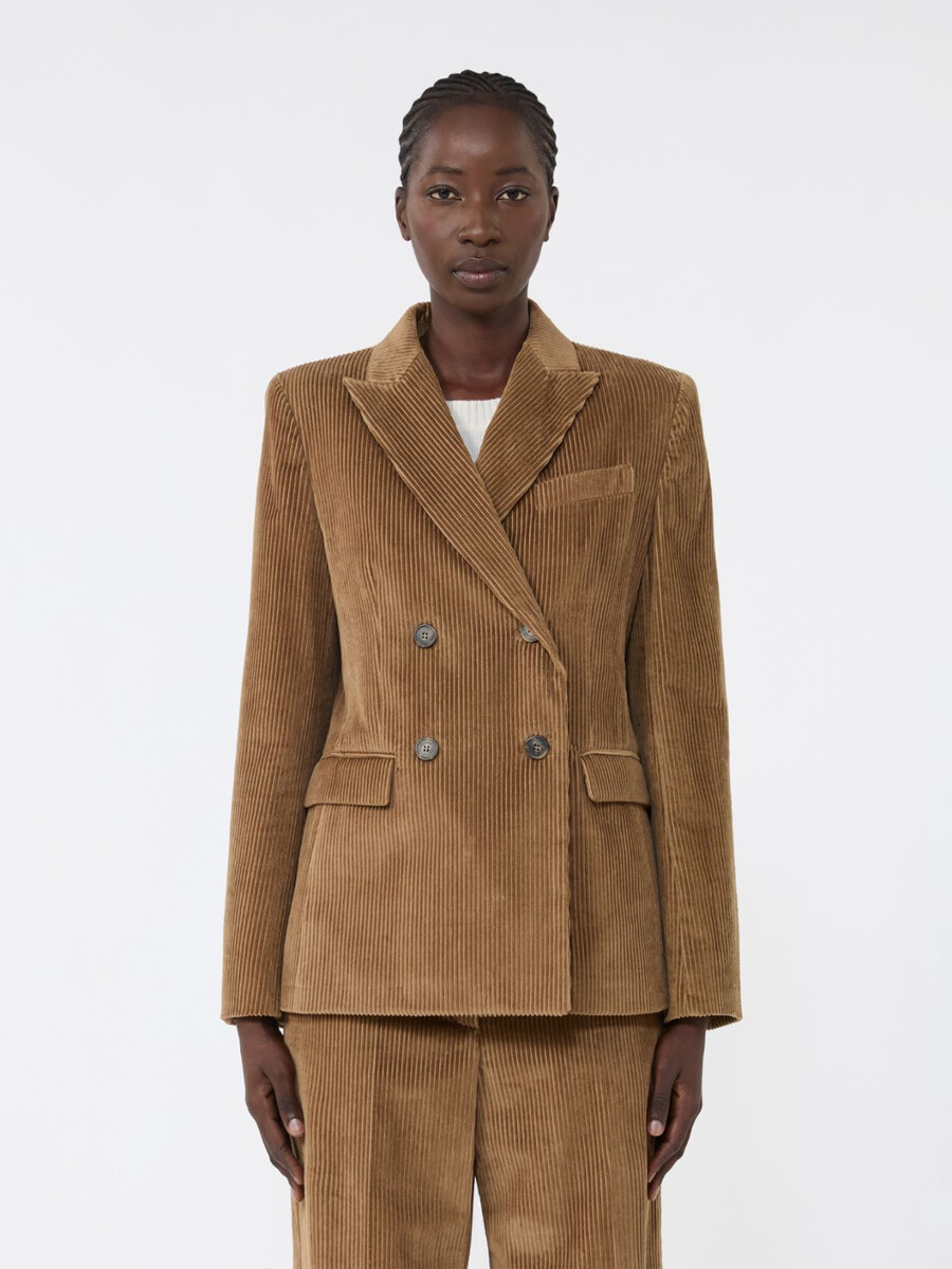 blazer cruzado de terciopelo - marrÓn avellana