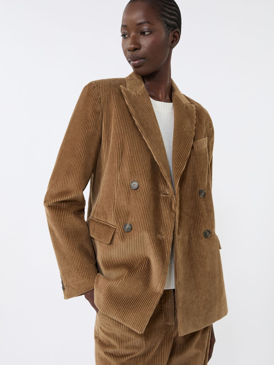 blazer cruzado de terciopelo - marrÓn avellana