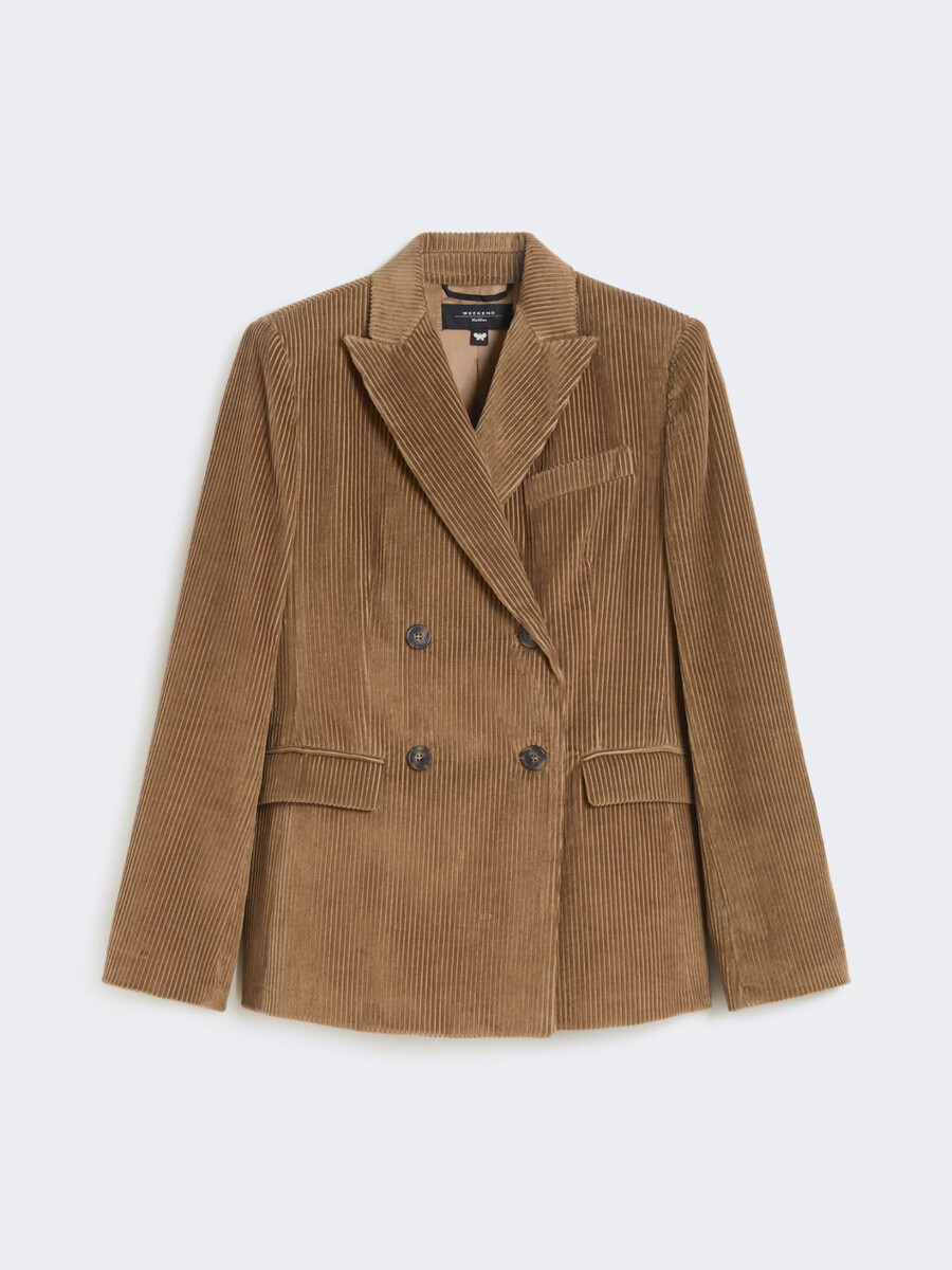 blazer cruzado de terciopelo - marrÓn avellana