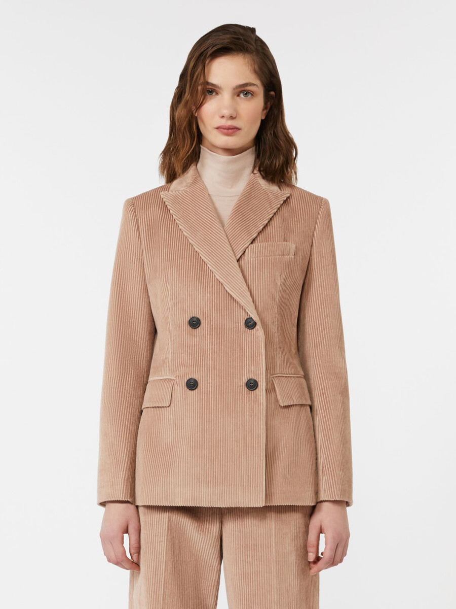 blazer cruzado de terciopelo - antique rose