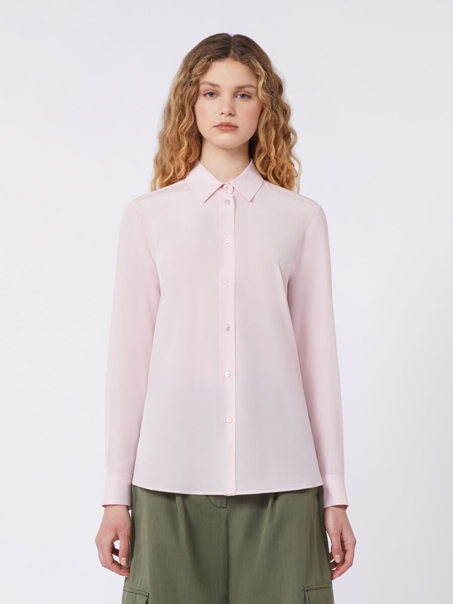 camisa de crepé de china de seda - rosa