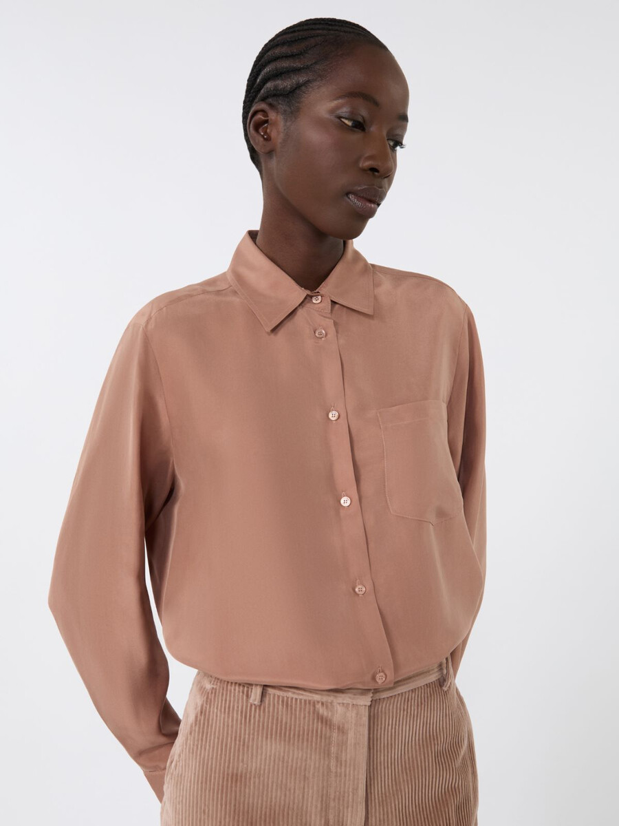 camisa de seda lavada - antique rose