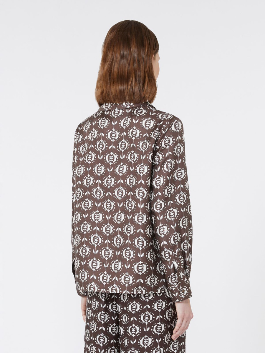 camisa de pijama de seda estampada - marrÓn