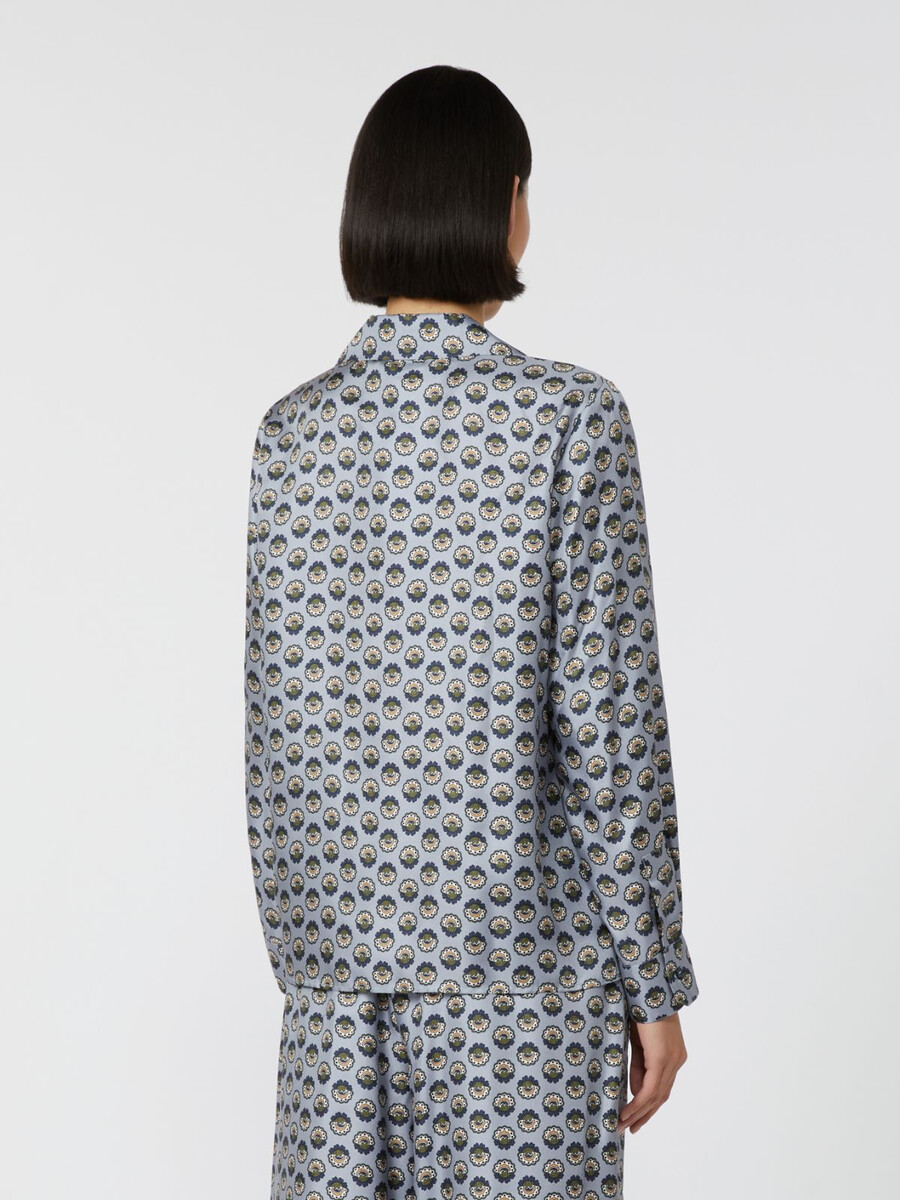 camisa de pijama de seda estampada - azul claro