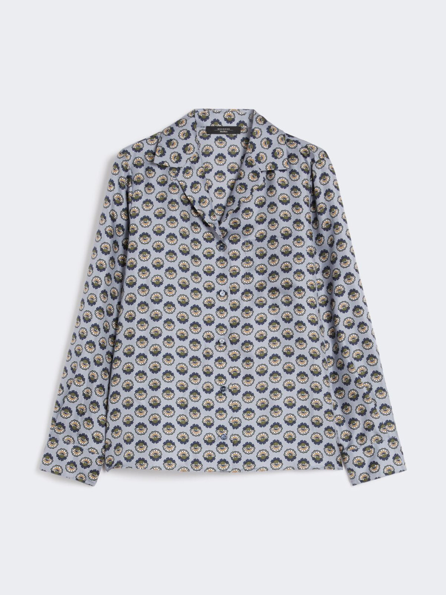 camisa de pijama de seda estampada - azul claro