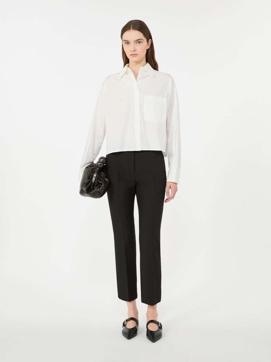 pantalón de lona de viscosa de doble cara - negro