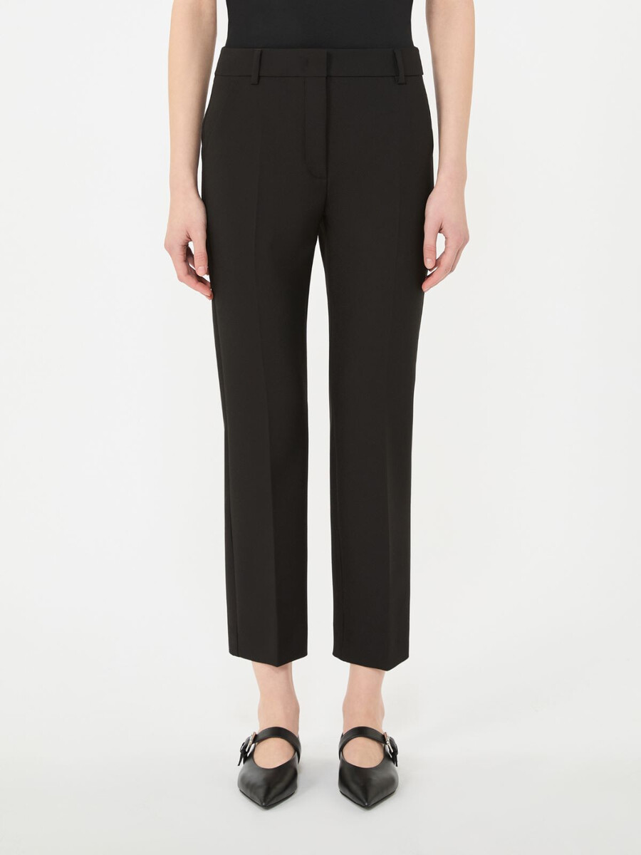 pantalón de lona de viscosa de doble cara - negro