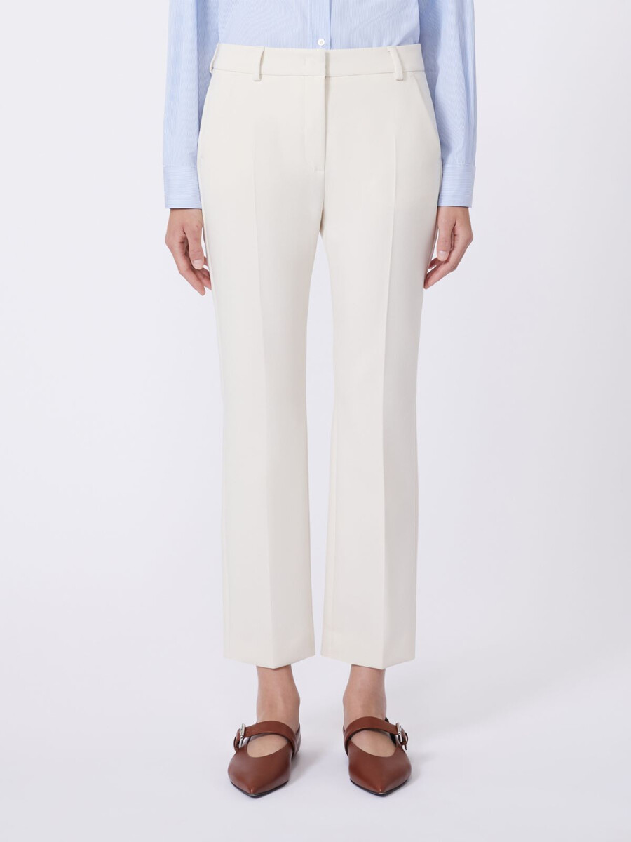 pantalón de lona de viscosa de doble cara - marfil