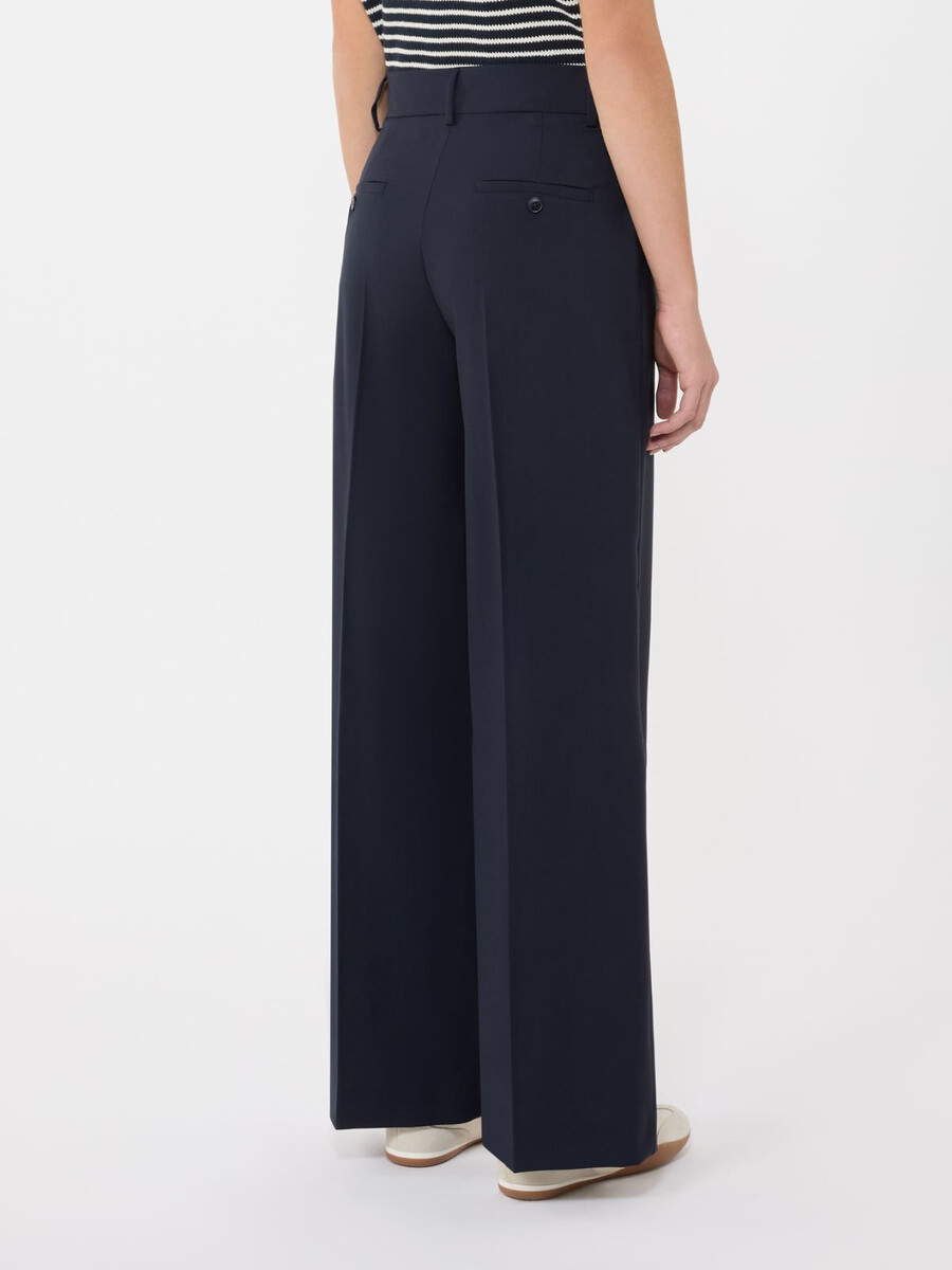 pantalones palazzo de lana - azul marino