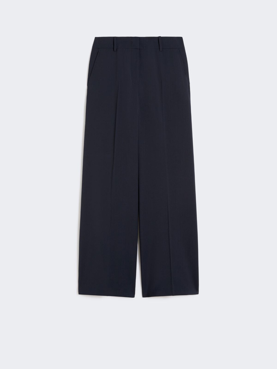 pantalones palazzo de lana - azul marino
