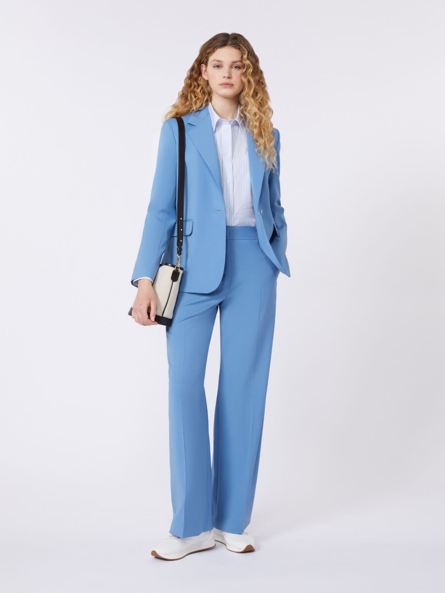 pantalón palazzo de lana - azul claro
