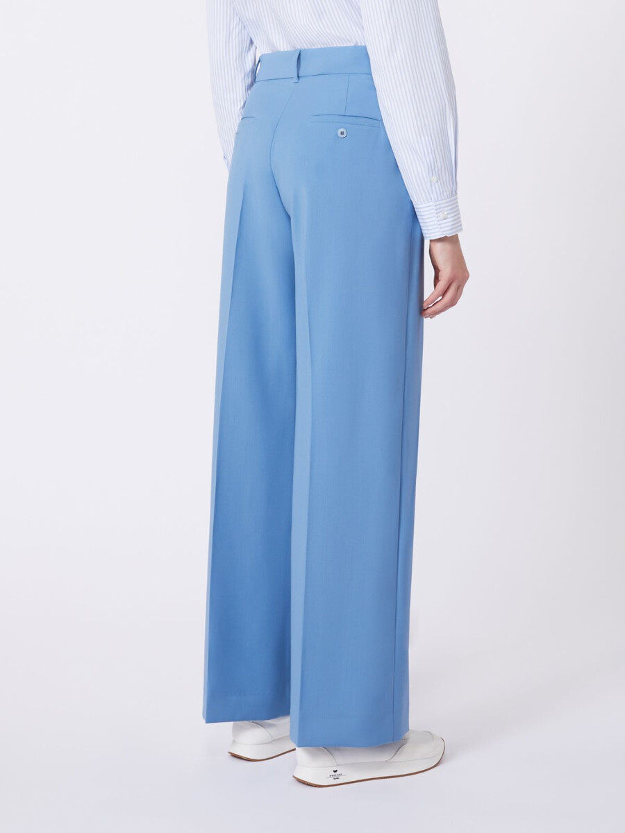 pantalón palazzo de lana - azul claro