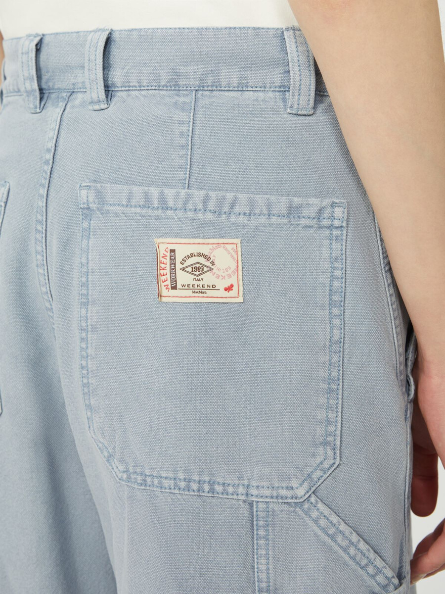 pantalón ancho de lona de algodón - azul claro